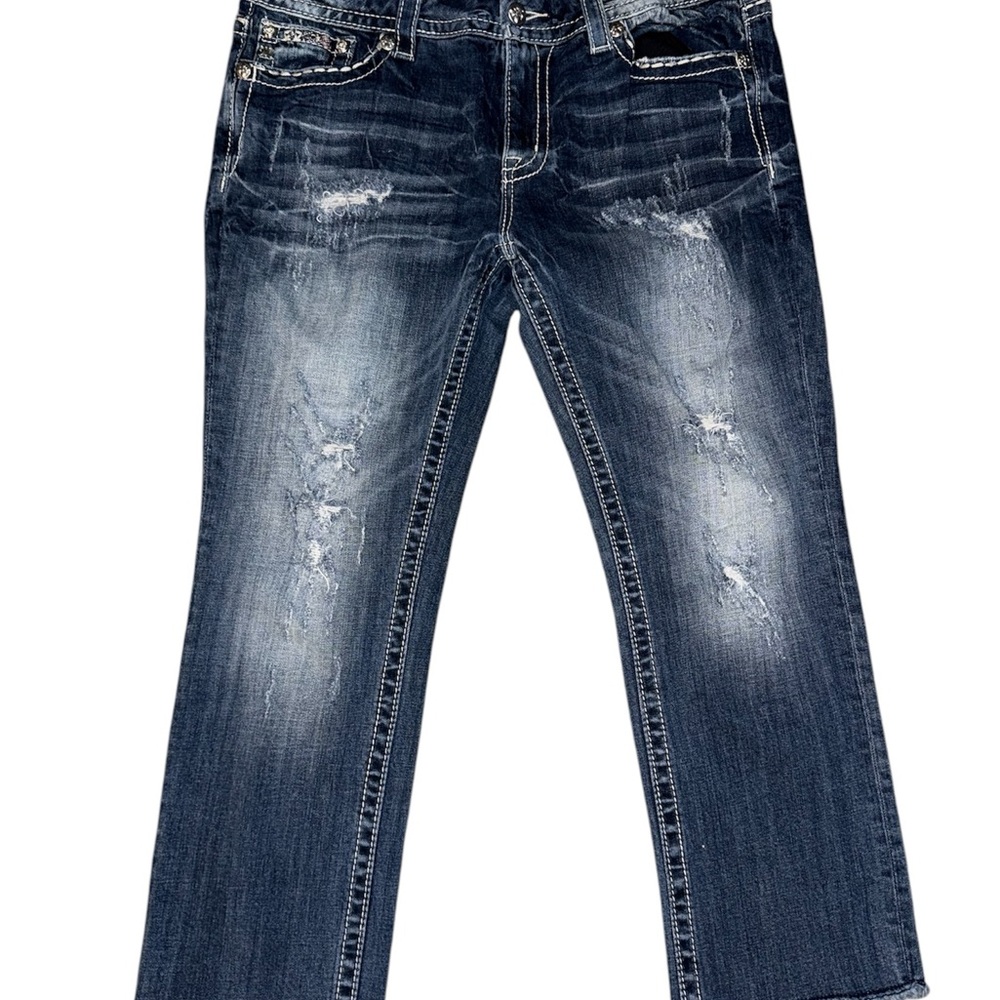 Miss Me Raw Hem Easy Crop Distressed Jeans Size 32